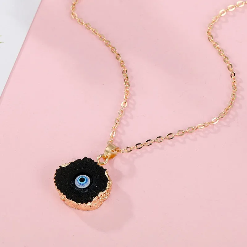 Turkish Evil Eye Thin Pendant Necklaces For Women