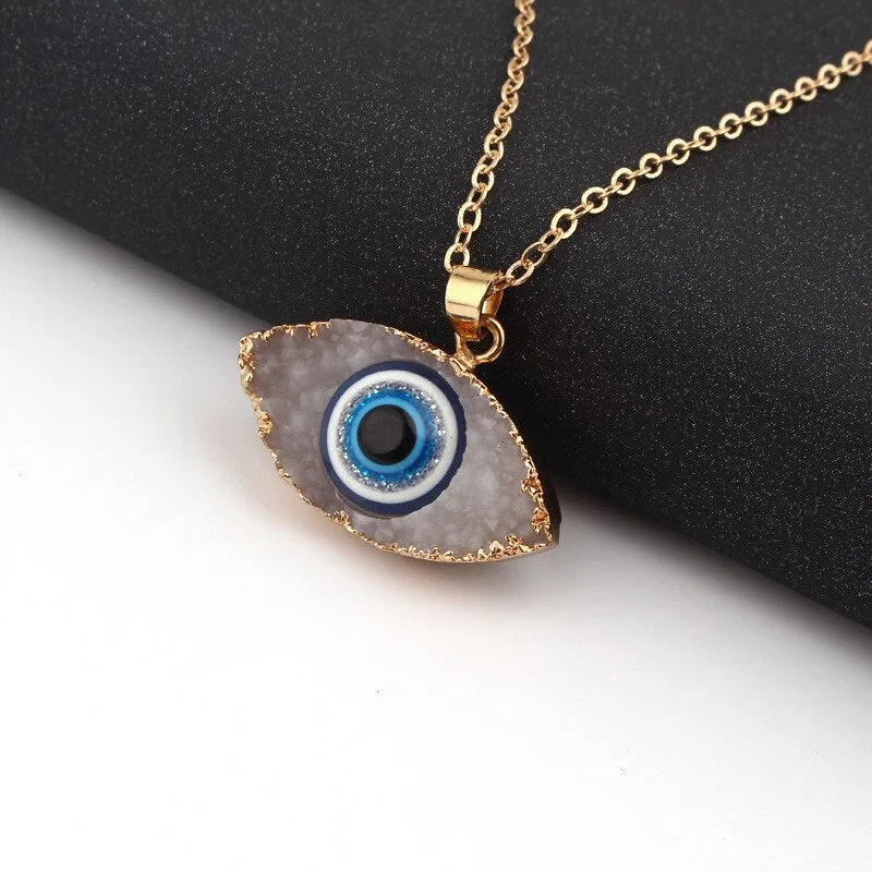 Turkish Evil Eye Thin Pendant Necklaces For Women