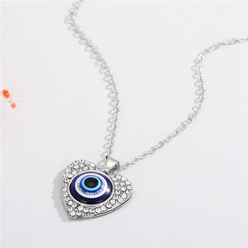 Turkish Evil Eye Thin Pendant Necklaces For Women