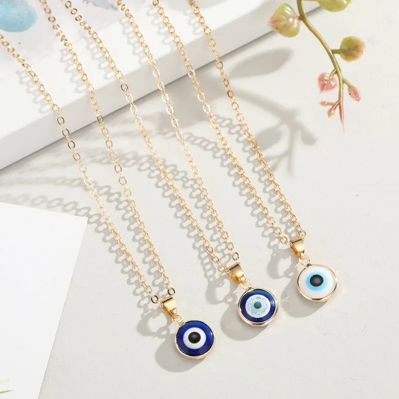 Turkish Evil Eye Thin Pendant Necklaces For Women