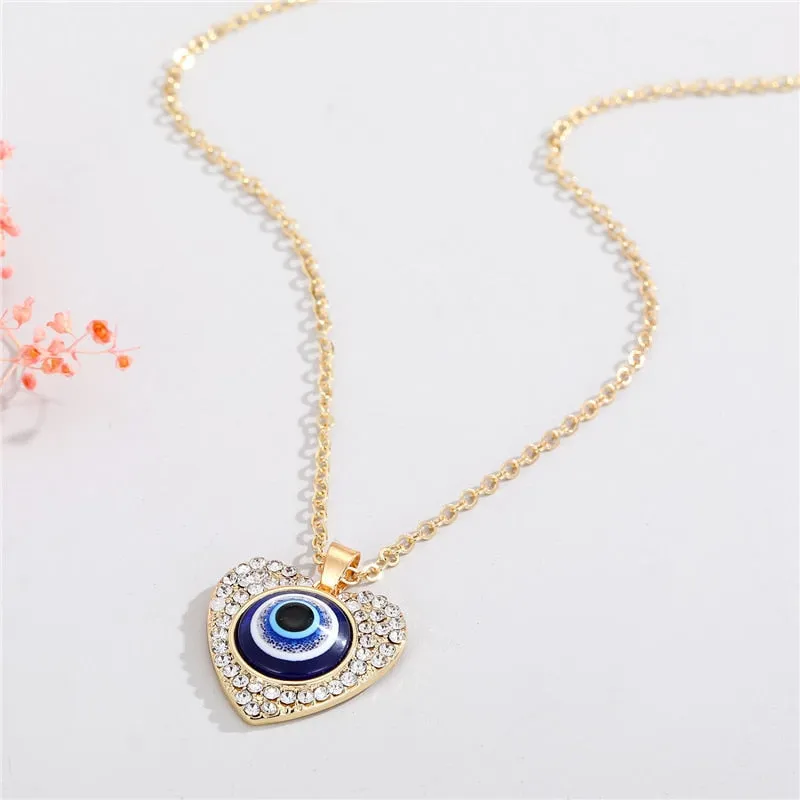 Turkish Evil Eye Thin Pendant Necklaces For Women