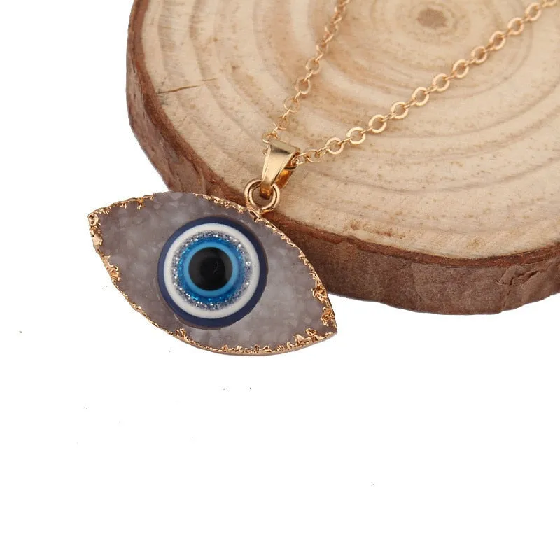 Turkish Evil Eye Thin Pendant Necklaces For Women