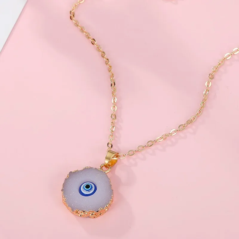 Turkish Evil Eye Thin Pendant Necklaces For Women