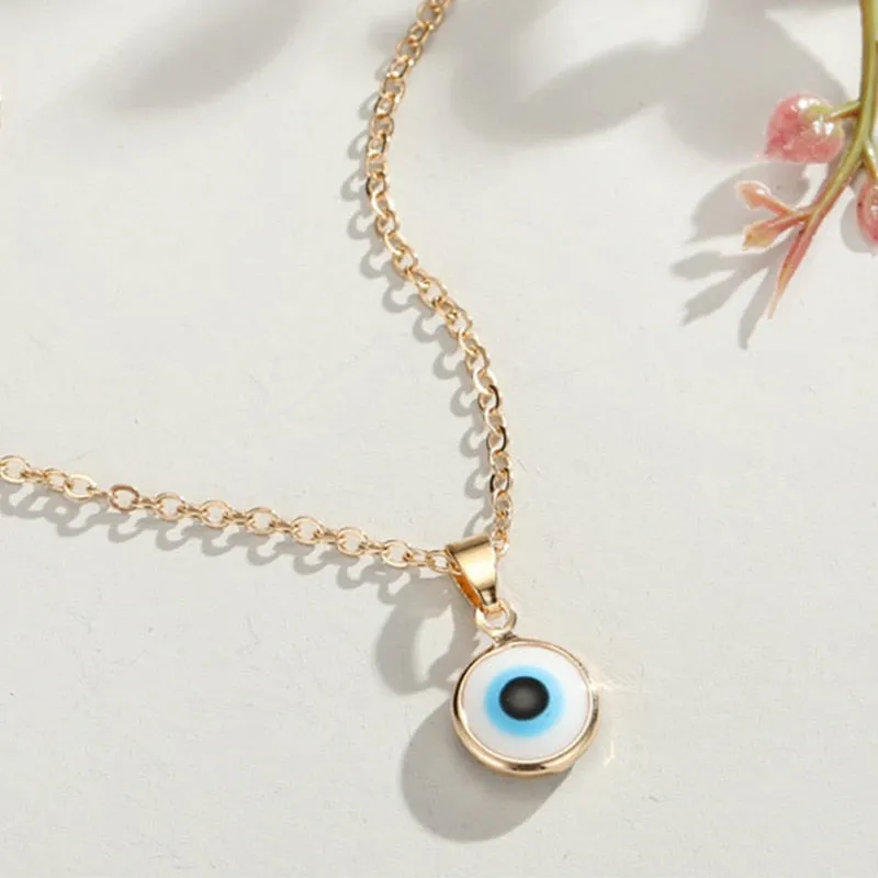 Turkish Evil Eye Thin Pendant Necklaces For Women