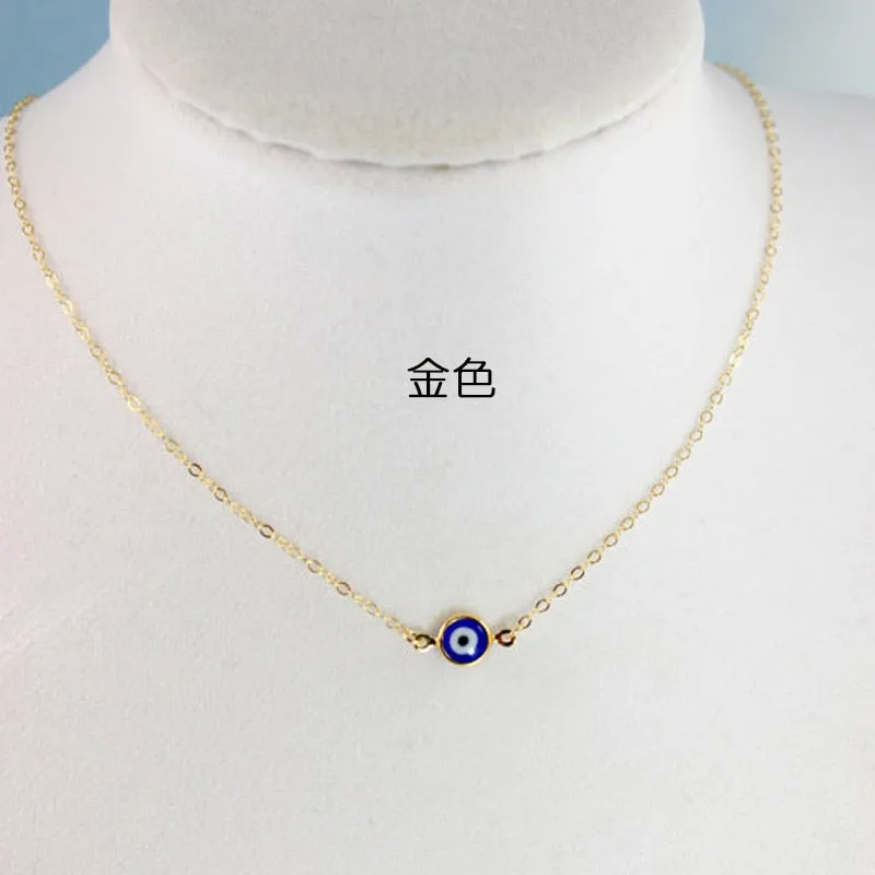 Turkish Evil Eye Thin Pendant Necklaces For Women