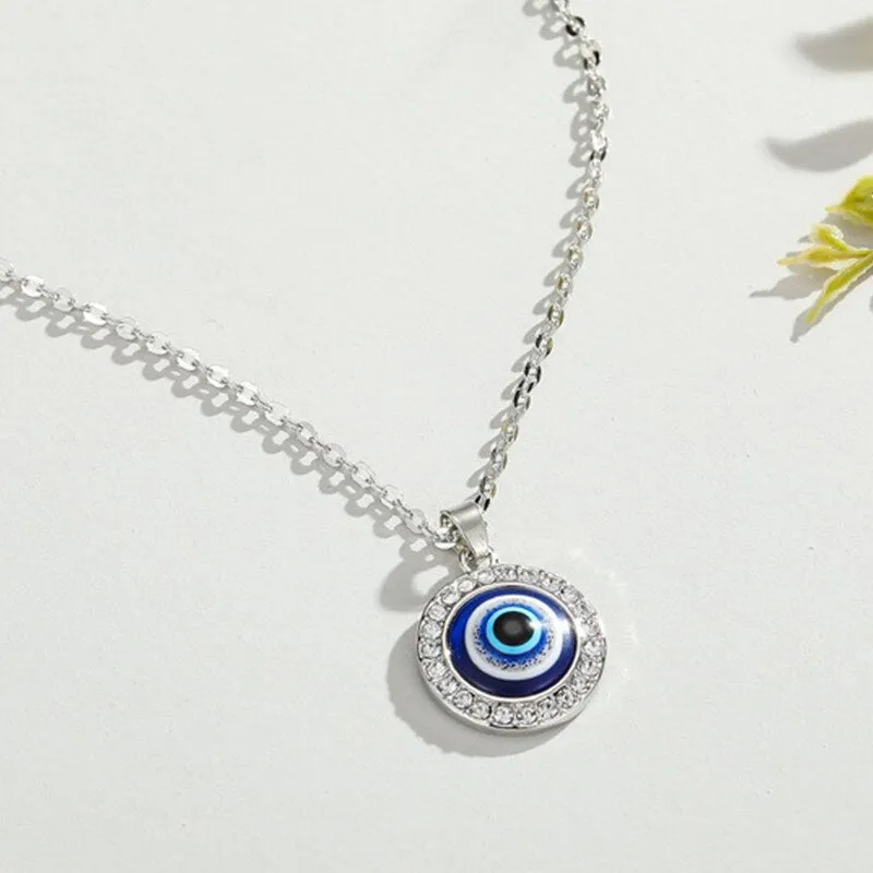 Turkish Evil Eye Thin Pendant Necklaces For Women