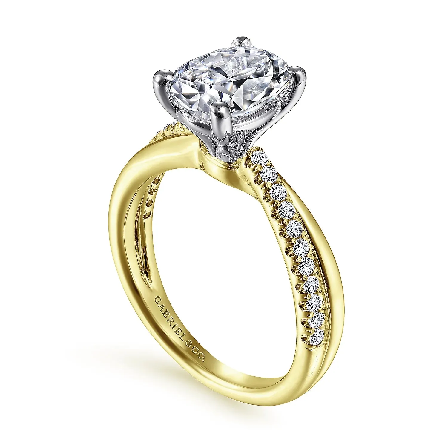 Twisted Oval Diamond Engagement Ring Mounting