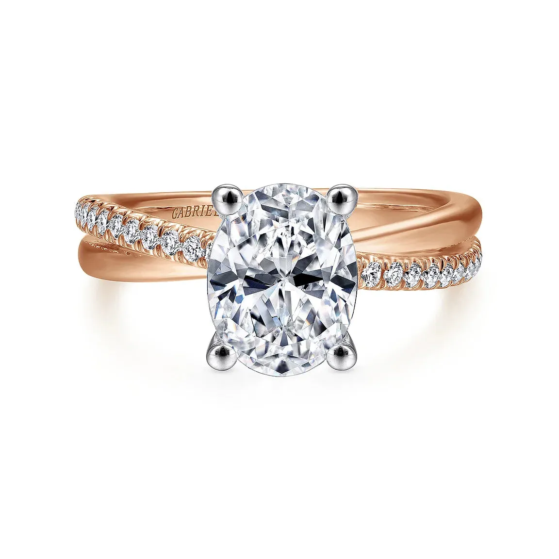 Twisted Oval Diamond Engagement Ring Mounting