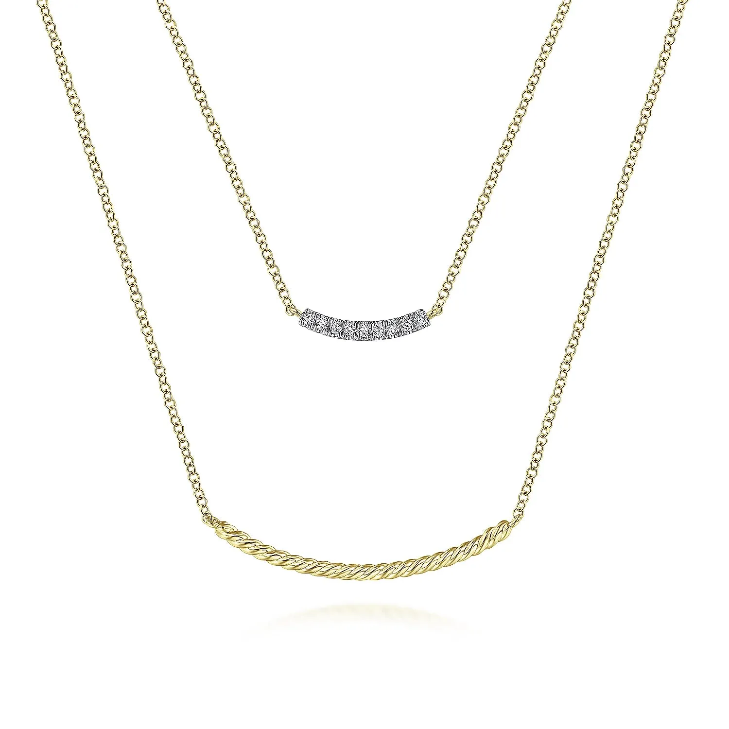 Twisted Two Strand Diamond Bar Necklace