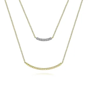 Twisted Two Strand Diamond Bar Necklace