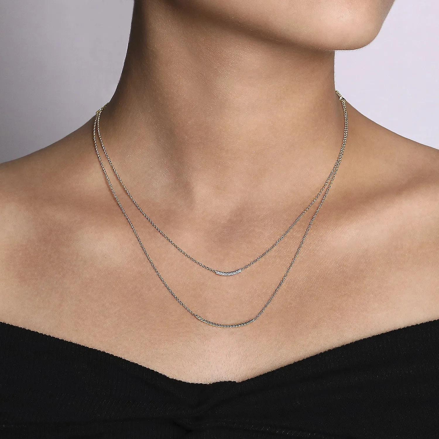 Twisted Two Strand Diamond Bar Necklace