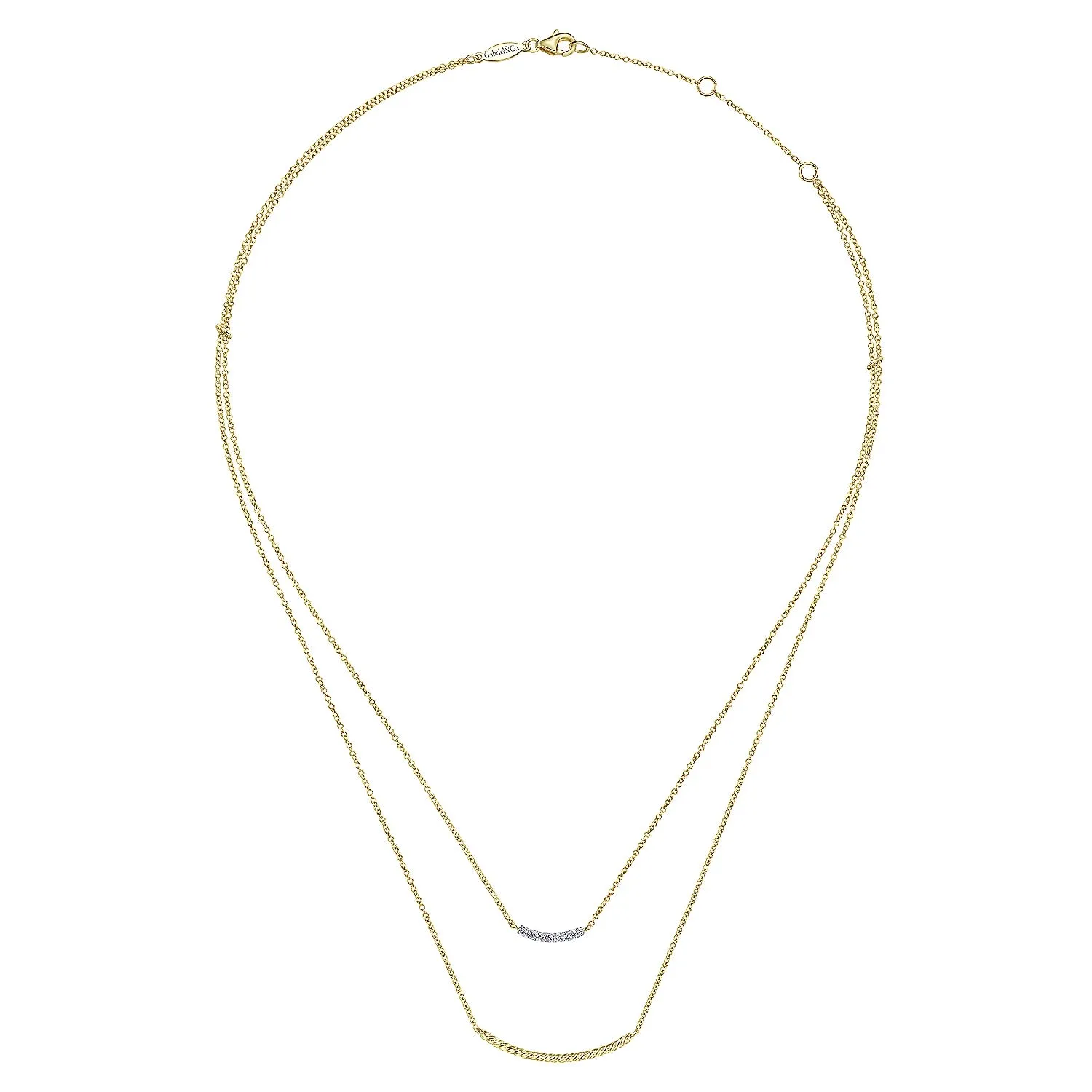 Twisted Two Strand Diamond Bar Necklace