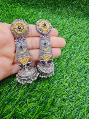 Two Tone German Silver Earrings