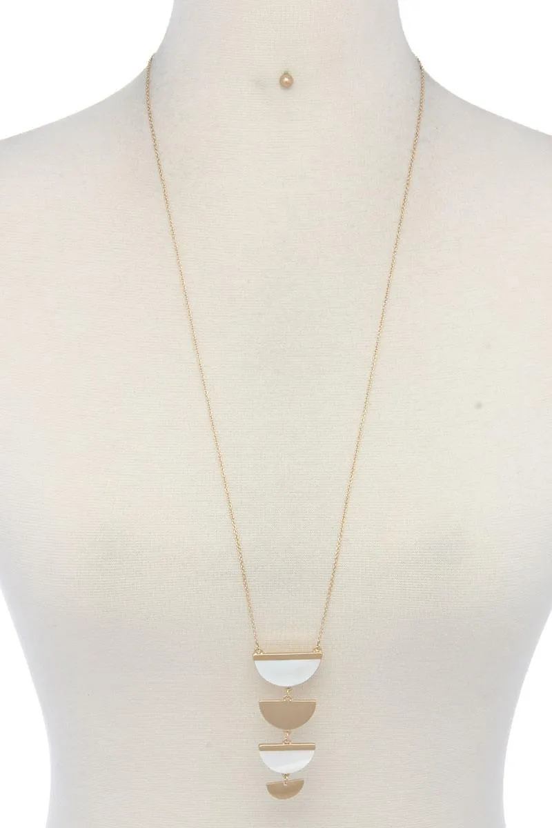 Two Tone Half Circle Pendant Necklace