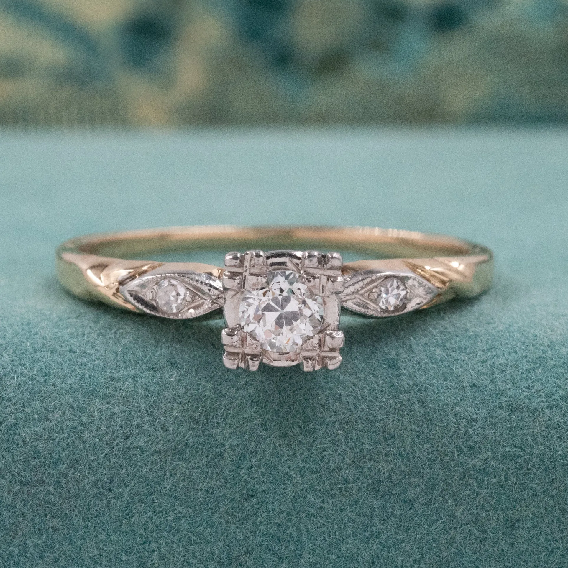 Two-Tone Transitional-Cut Diamond Ring c. 1935