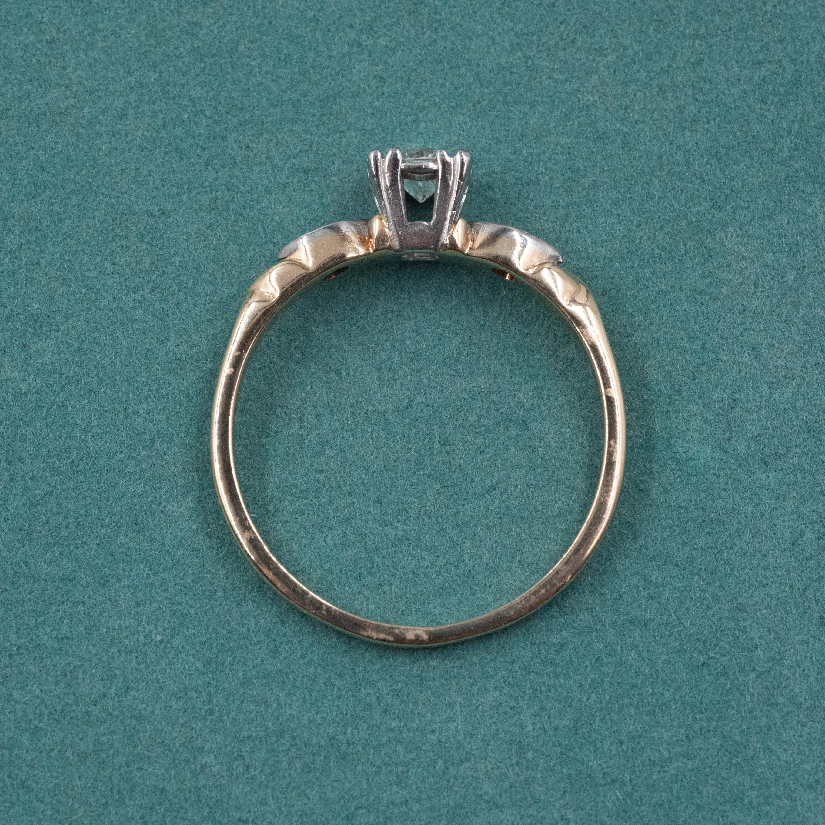 Two-Tone Transitional-Cut Diamond Ring c. 1935