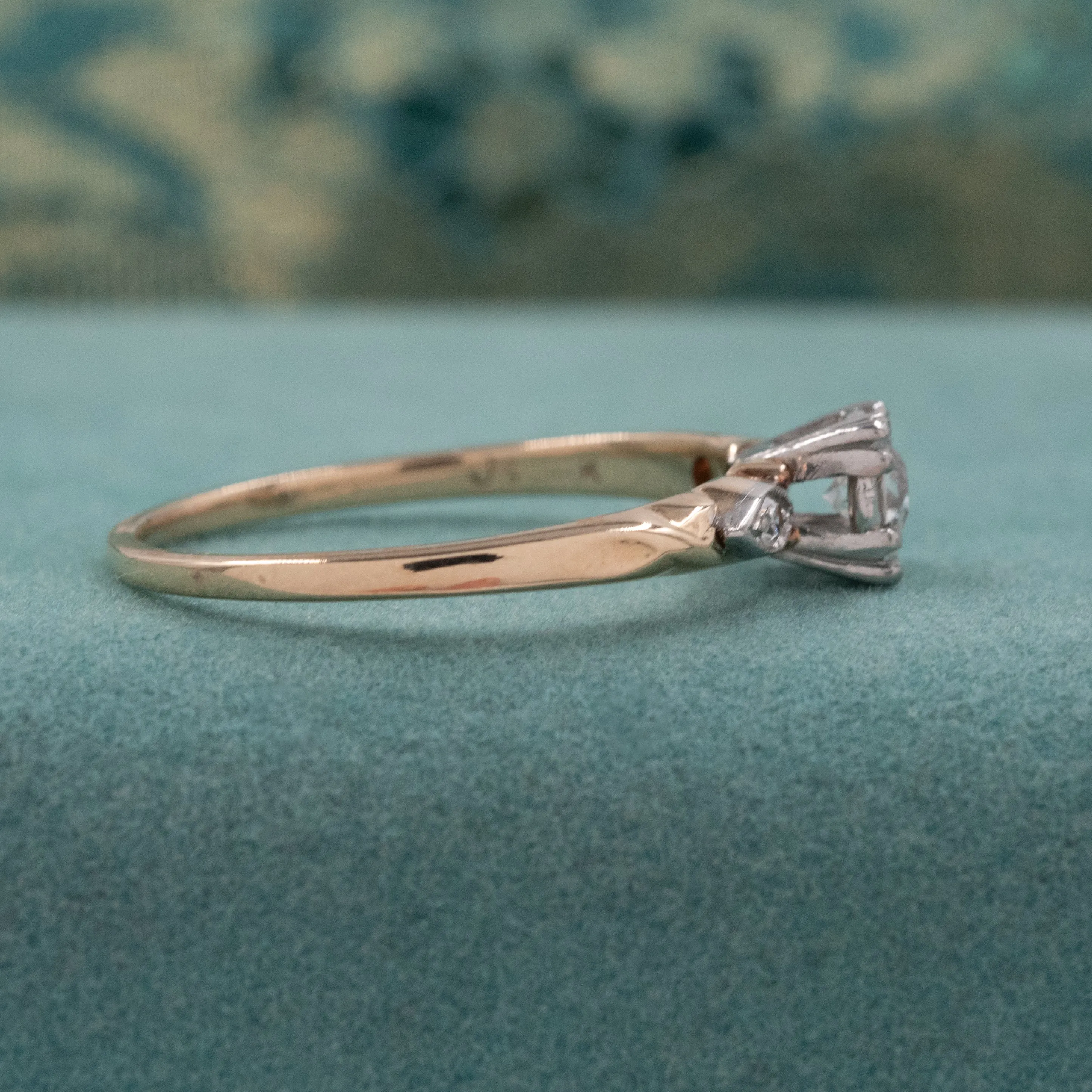 Two-Tone Transitional-Cut Diamond Ring c. 1935