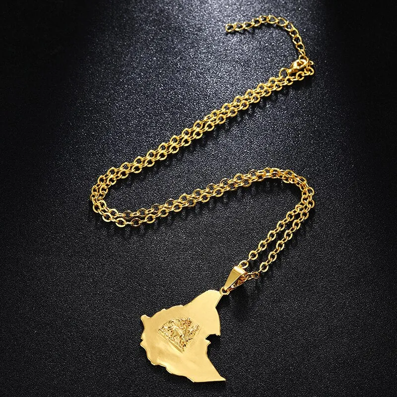 Unisex Ethiopian Map Necklace