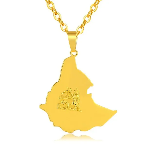 Unisex Ethiopian Map Necklace