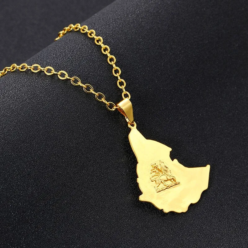 Unisex Ethiopian Map Necklace