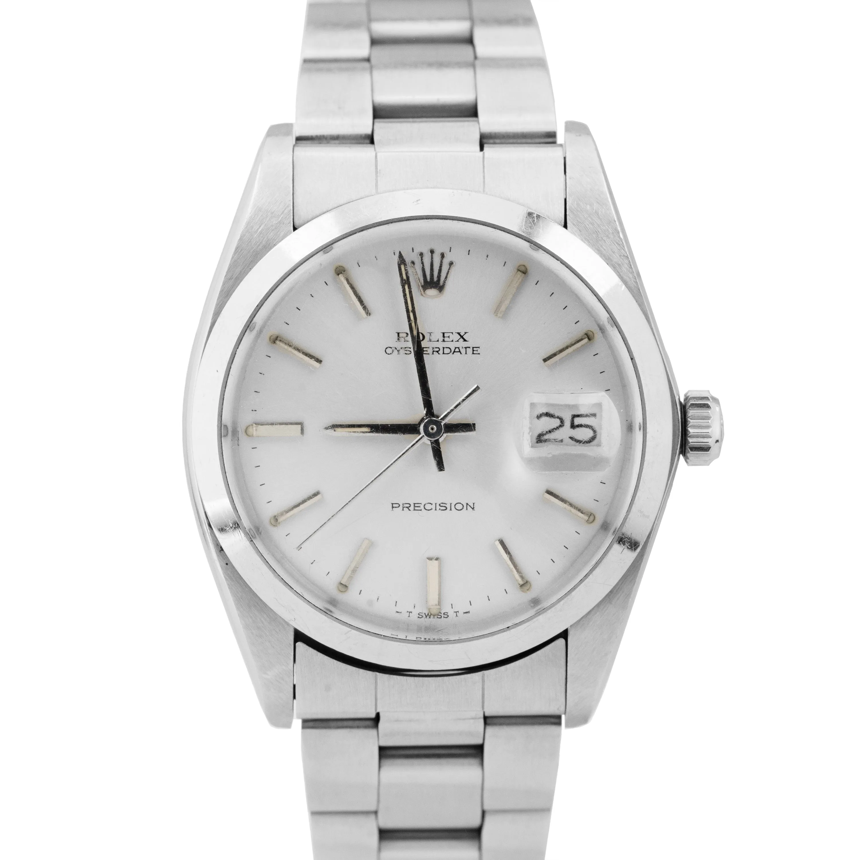 UNPOLISHED Rolex Oysterdate Precision Silver Stainless Steel 34mm Watch 6694