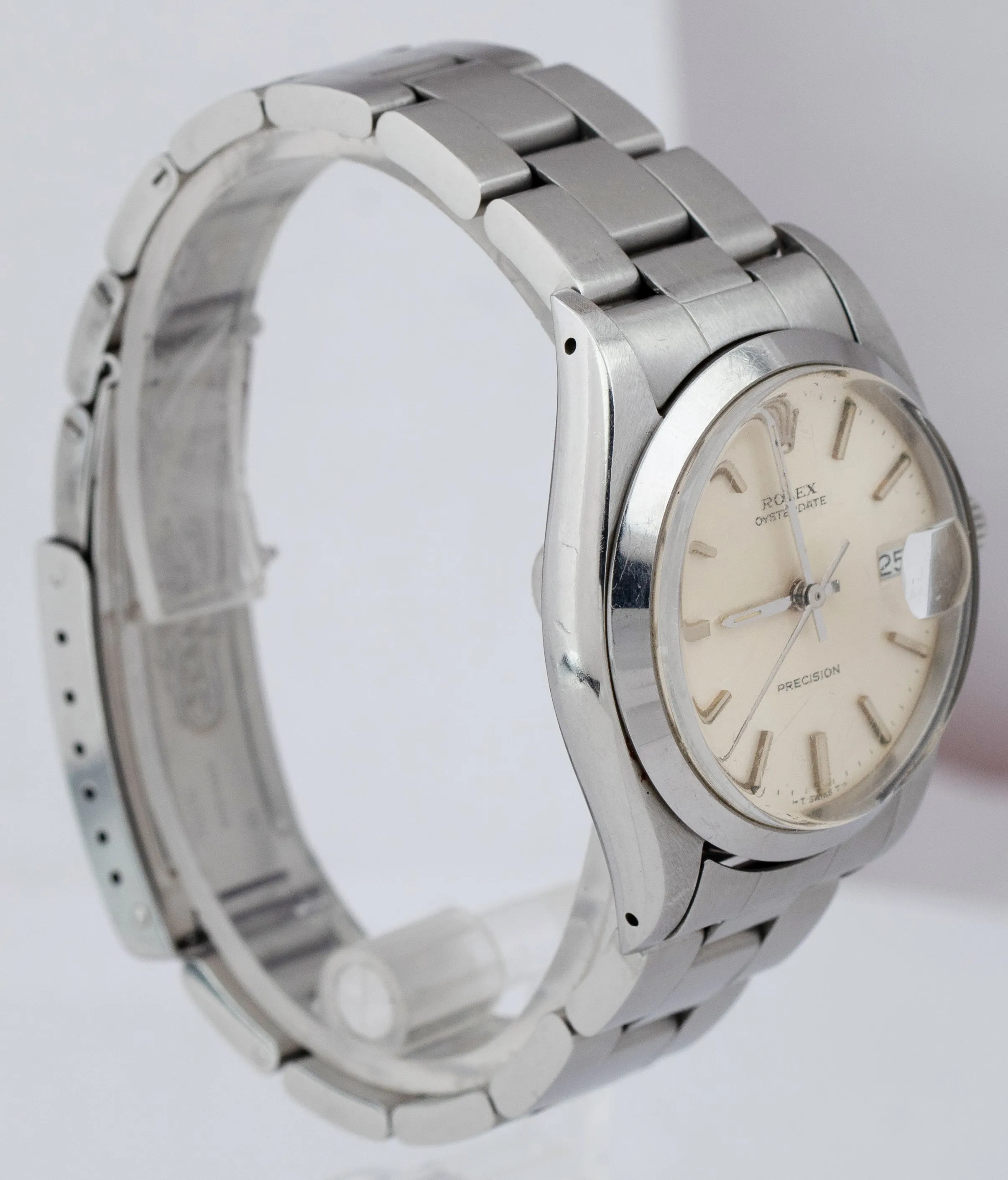 UNPOLISHED Rolex Oysterdate Precision Silver Stainless Steel 34mm Watch 6694