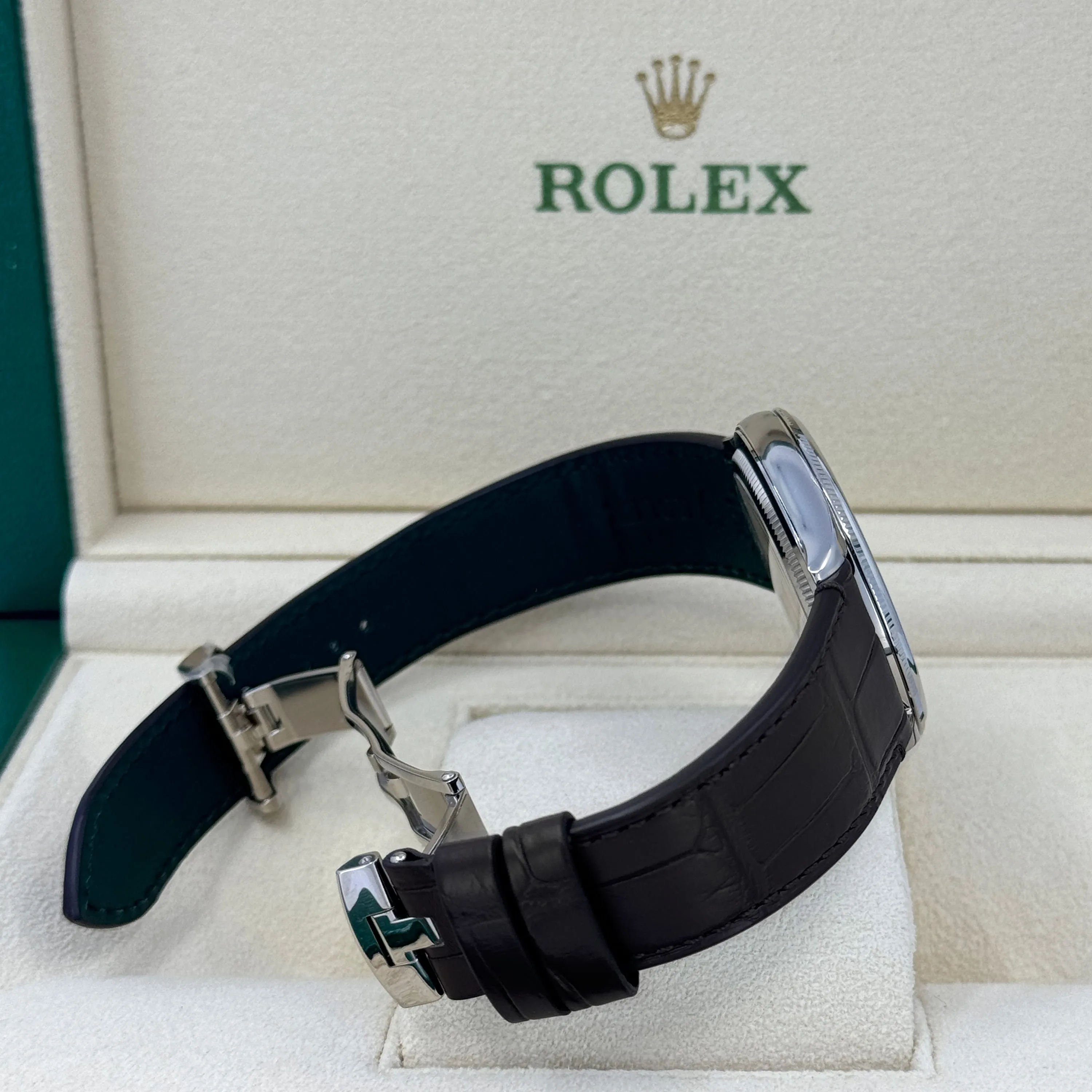 Unworn Rolex Perpetual 1908, 39mm, 18k White Gold, Ref# 52509-0002