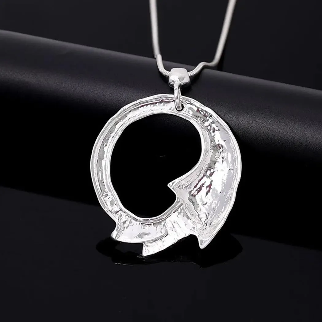Valentines Day Silver Color Geometric Necklace Goth Jewelry Trending Products Pendants