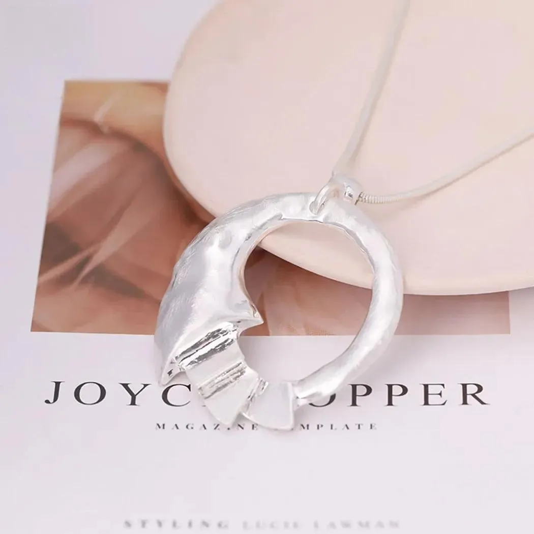 Valentines Day Silver Color Geometric Necklace Goth Jewelry Trending Products Pendants