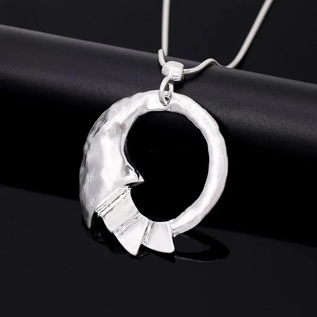 Valentines Day Silver Color Geometric Necklace Goth Jewelry Trending Products Pendants