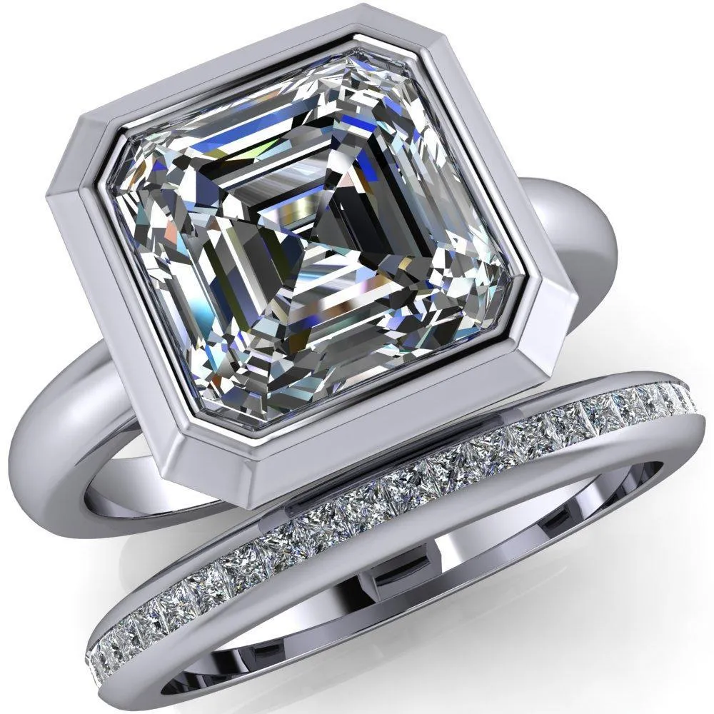 Vega Asscher Moissanite Full Bezel Engagement Ring