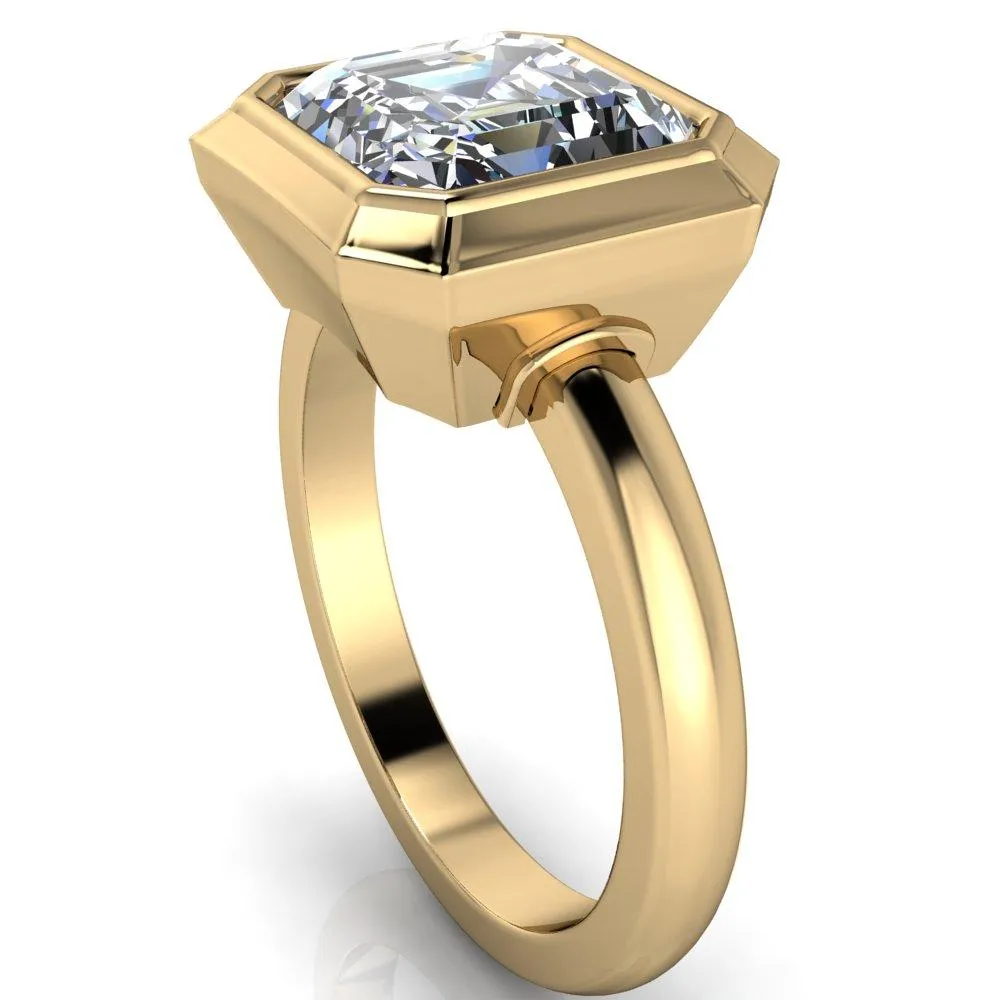 Vega Asscher Moissanite Full Bezel Engagement Ring
