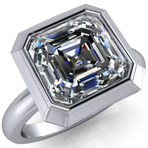 Vega Asscher Moissanite Full Bezel Engagement Ring