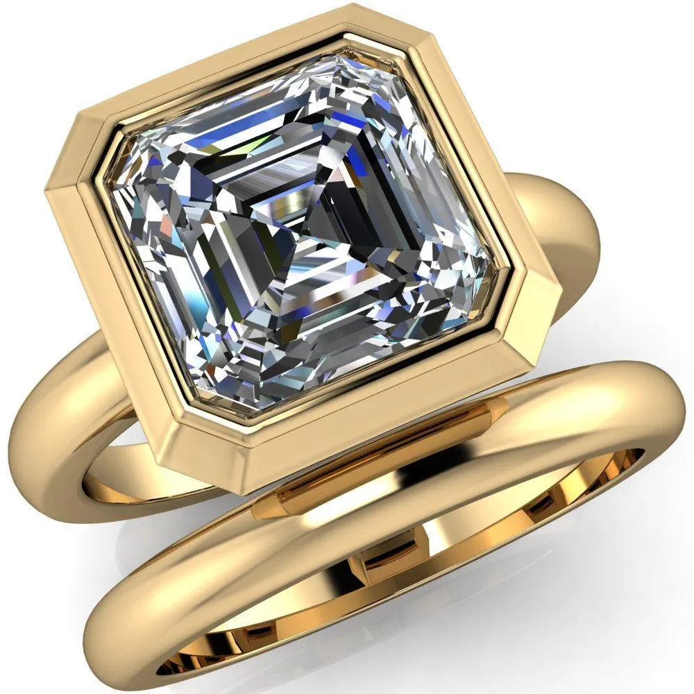 Vega Asscher Moissanite Full Bezel Engagement Ring
