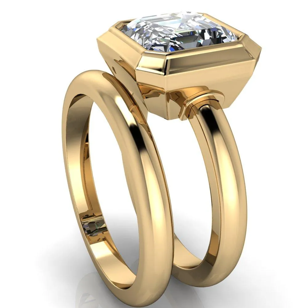 Vega Asscher Moissanite Full Bezel Engagement Ring
