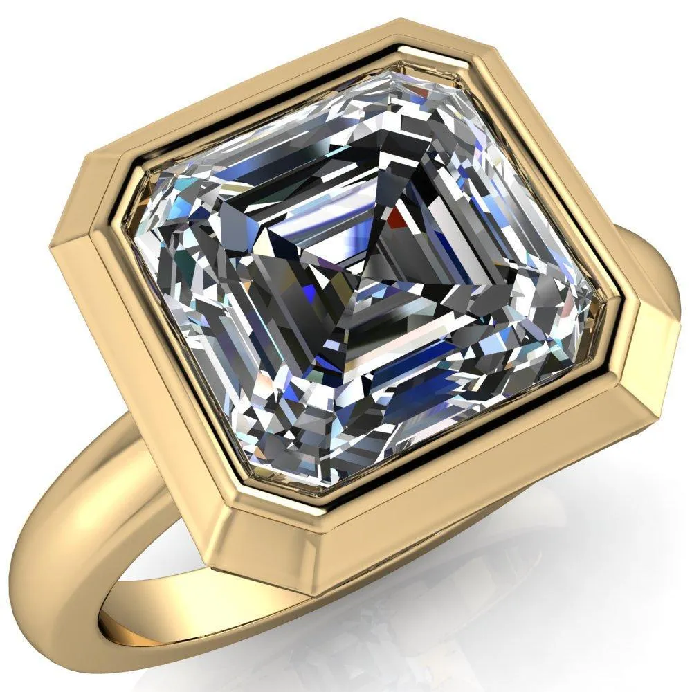 Vega Asscher Moissanite Full Bezel Engagement Ring