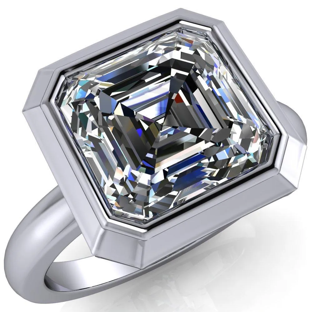 Vega Asscher Moissanite Full Bezel Engagement Ring