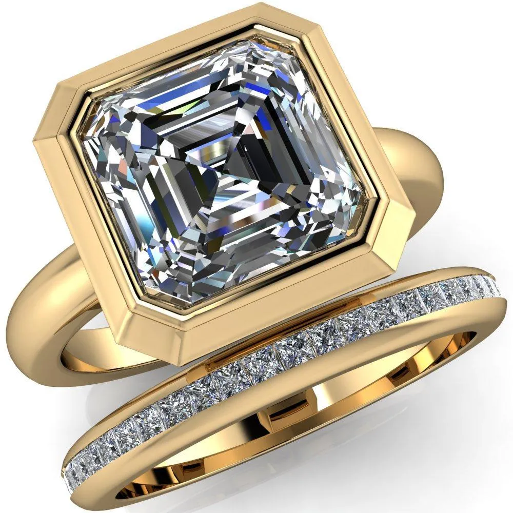 Vega Asscher Moissanite Full Bezel Engagement Ring