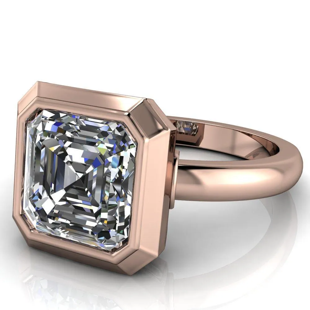 Vega Asscher Moissanite Full Bezel Engagement Ring