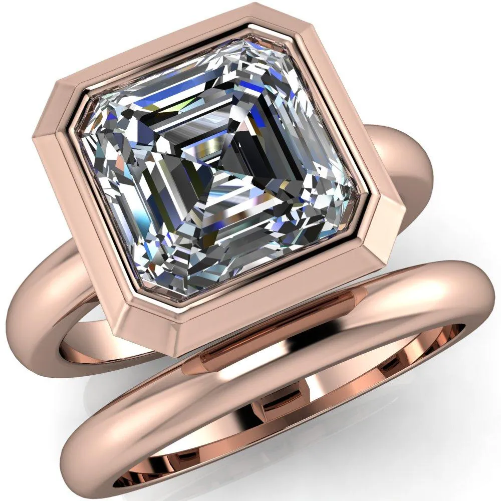 Vega Asscher Moissanite Full Bezel Engagement Ring