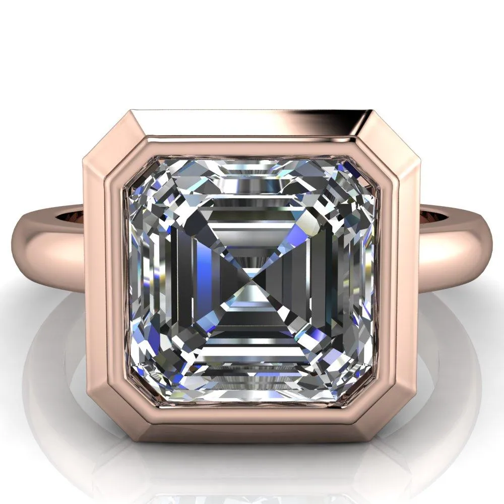 Vega Asscher Moissanite Full Bezel Engagement Ring
