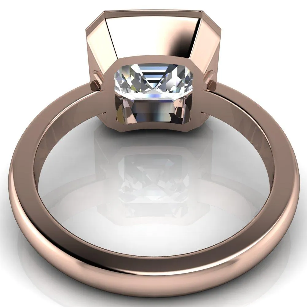 Vega Asscher Moissanite Full Bezel Engagement Ring