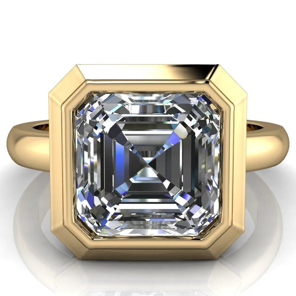 Vega Asscher Moissanite Full Bezel Engagement Ring