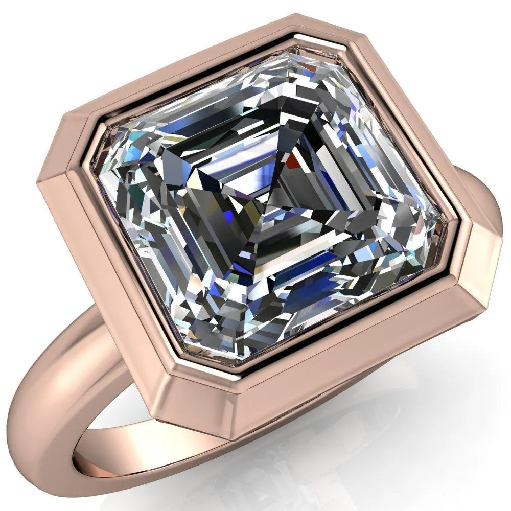 Vega Asscher Moissanite Full Bezel Engagement Ring