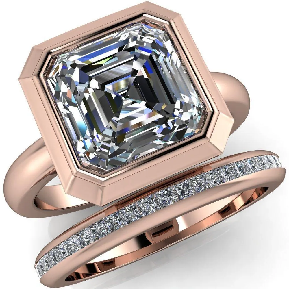 Vega Asscher Moissanite Full Bezel Engagement Ring