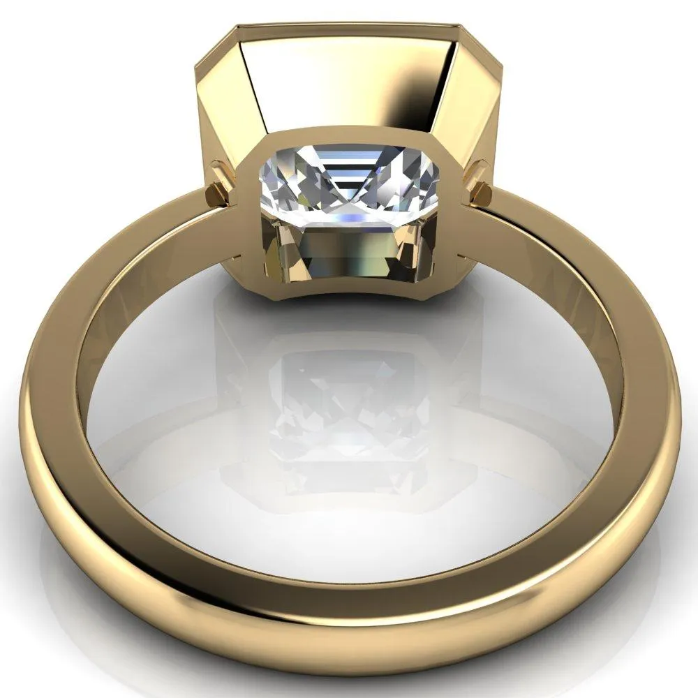 Vega Asscher Moissanite Full Bezel Engagement Ring