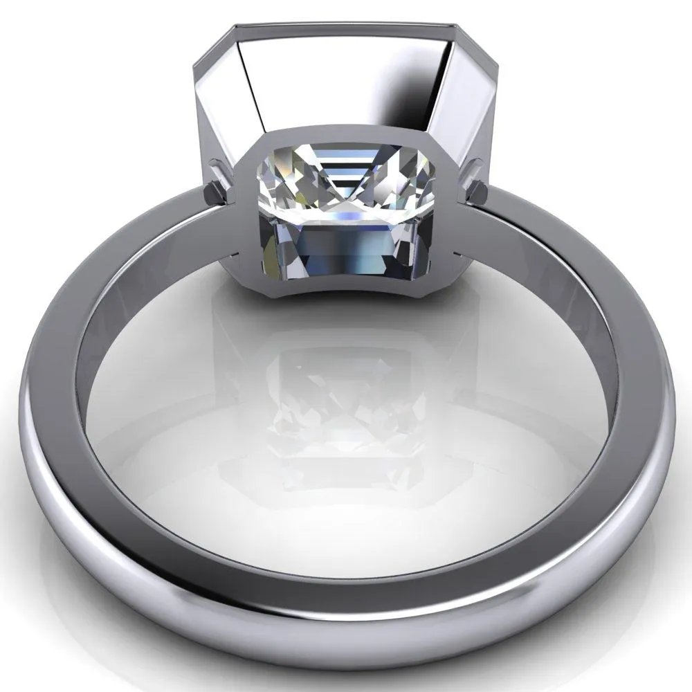 Vega Asscher Moissanite Full Bezel Engagement Ring