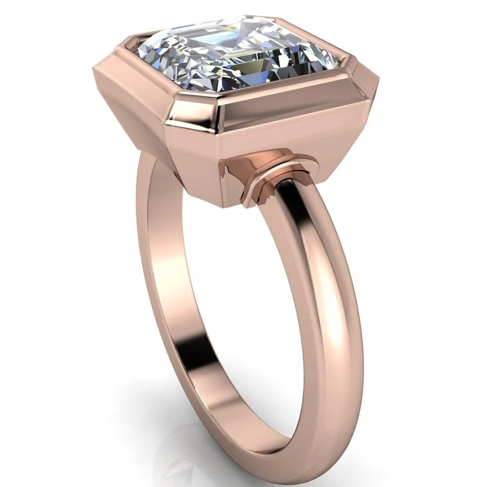 Vega Asscher Moissanite Full Bezel Engagement Ring