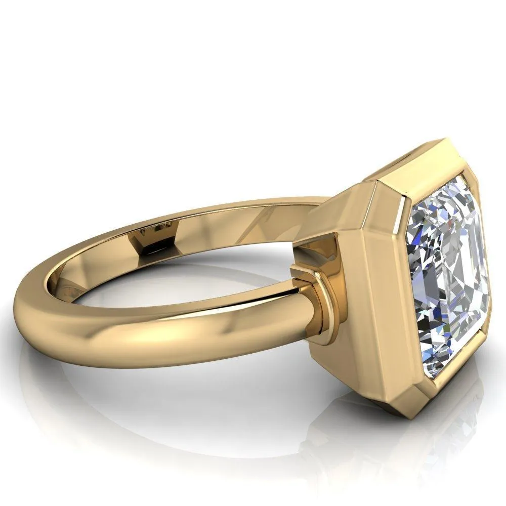 Vega Asscher Moissanite Full Bezel Engagement Ring