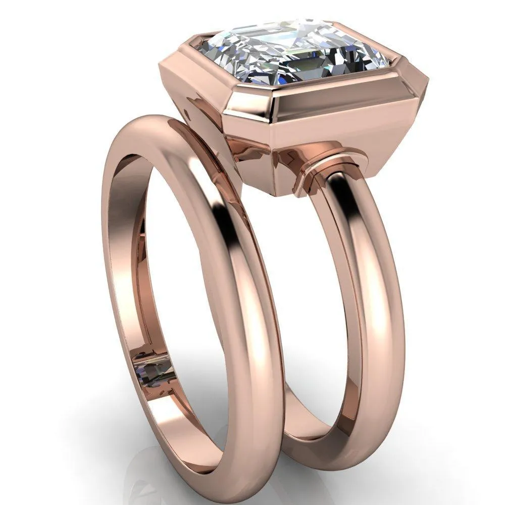Vega Asscher Moissanite Full Bezel Engagement Ring